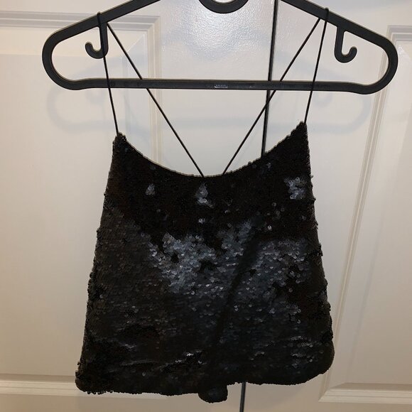 Forever 21 Black Reversible Sequins Top - Picture 1 of 11